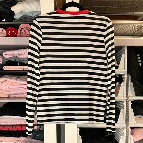 Topshop Black & White Striped Long Sleeve Top/Star With Bling - Picture 2 of 5